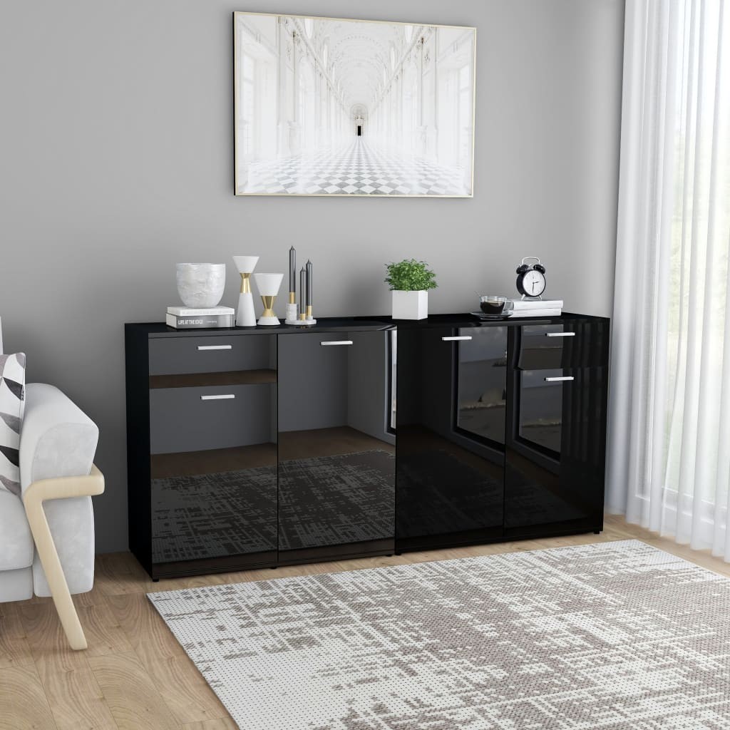 Sideboard High Gloss Black 160x36x75 cm Chipboard